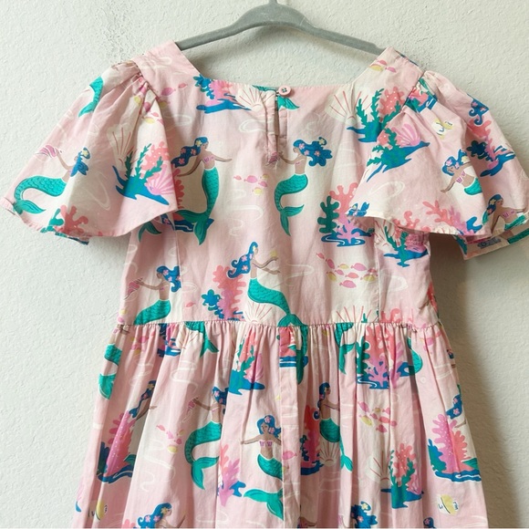 Mini Boden Pink Mermaids Cotton Girls Sundress Flutter Sleeves Sz 8-9y - Picture 7 of 11